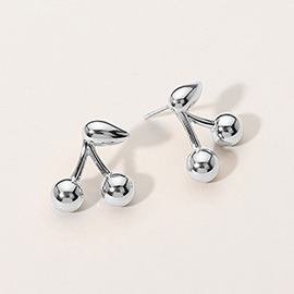 SECRET BOX_Stainless Steel Cherry Stud Earrings