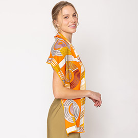 Abstract Pattern Printed Cashmere Silk Blend Scarf
