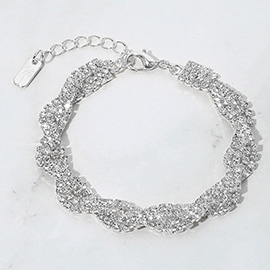Rhinestone Paved Marquise Link Evening Bracelet