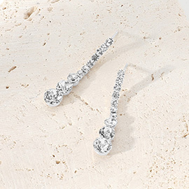 Round Stone Cluster Dropdown Evening Earrings