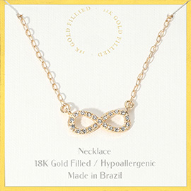 18K Gold Filled Hypoallergenic Stone Paved Infinity Pendant Necklace