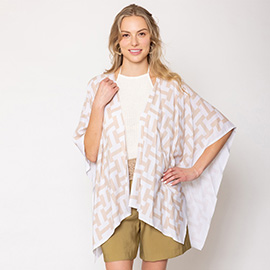 Geometric Print Ruana Poncho