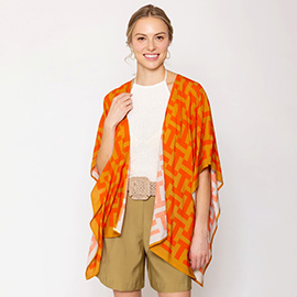 Geometric Print Ruana Poncho