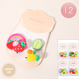 12 SET OF 4 - Light Up Fruit Shoe Deco Charms