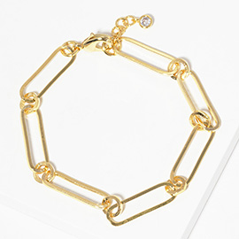 Gold Dipped Paperclip Chain Link Bracelet