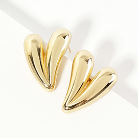 Gold Dipped Chunky Metal Heart Earrings