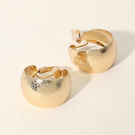 Textured Metal Wide Hoop Clip On Earrings