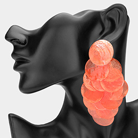 Oversized Transparent Colored Resin Disc Layered Chandelier Earrings