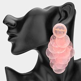 Oversized Transparent Colored Resin Disc Layered Chandelier Earrings