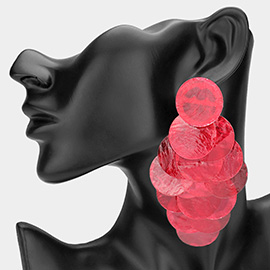 Oversized Transparent Colored Resin Disc Layered Chandelier Earrings
