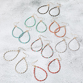 Beaded Open Teardrop Dangle Earrings