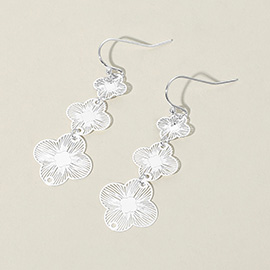 Triple Metal Filigree Quatrefoil Link Dropdown Earrings