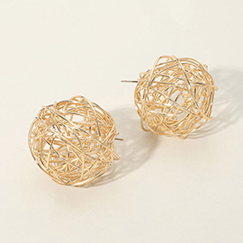 Metal Wire Ball Earrings