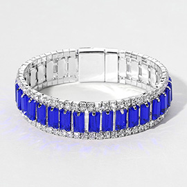 Baguette Stone Cluster Magnetic Evening Bracelet