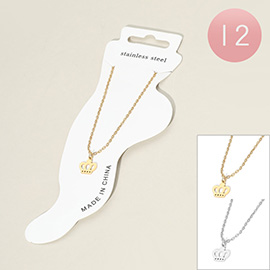 12PCS - Stainless Steel Crown Charm Anklets