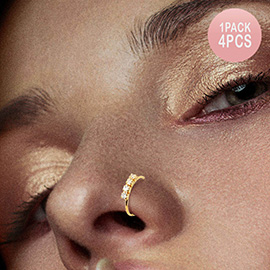 4PCS - Stone Pointed Sterling Silver Nose Rings
