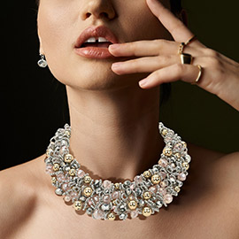 Faceted Beaded Collar Statement Necklace
