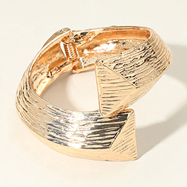 Textured Metal Geometric Hinged Bangle Bracelet