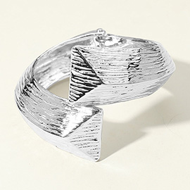 Textured Metal Geometric Hinged Bangle Bracelet