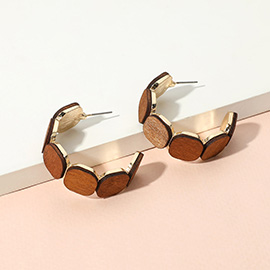 Wooden Square Hoop Earrings