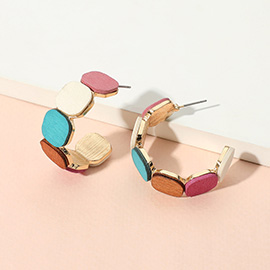 Wooden Square Hoop Earrings
