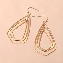 Metal Wire Geometric Triple Layered Dangle Earrings