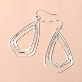Metal Wire Geometric Triple Layered Dangle Earrings