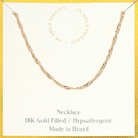 18K Gold Filled Hypoallergenic Singapore Chain Necklace