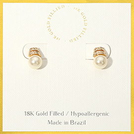 18K Gold Filled Hypoallergenic Pearl Stud Earrings