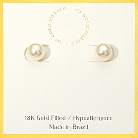 18K Gold Filled Hypoallergenic Pearl Stud Earrings