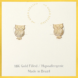 18K Gold Filled Hypoallergenic Owl Stud Earrings