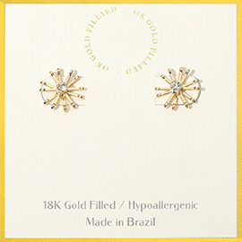 18K Gold Filled Hypoallergenic Stone Pointed Starburst Stud Earrings
