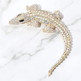 Rhinestone Paved Alligator / Crocodile Pin Brooch