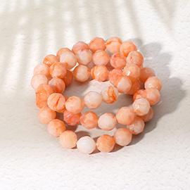 3PCS - Faceted Beaded Stretch Multi Layered Bracelets