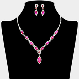 Marquise Stone Rhinestone Paved Necklace