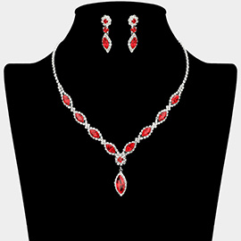 Marquise Stone Rhinestone Paved Necklace