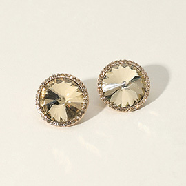 Round Glass Stone Evening Stud Earrings