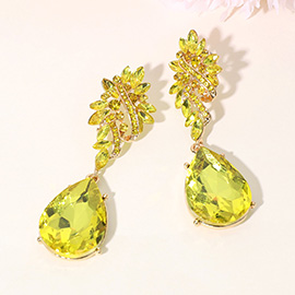 Marquise Stone Cluster Teardrop Dangle Evening Earrings