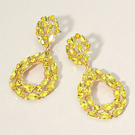 Marquise Round Stone Cluster Open Teardrop Evening Earrings
