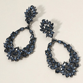 Marquise Stone Cluster Dangle Evening Earrings