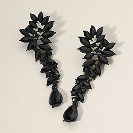 Marquise Stone Cluster Embellished Teardrop Dangle Dropdown Evening Earrings