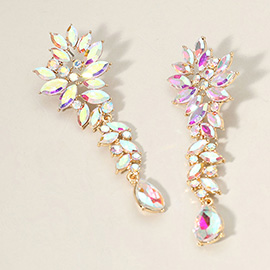 Marquise Stone Cluster Embellished Teardrop Dangle Dropdown Evening Earrings