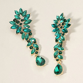 Marquise Stone Cluster Embellished Teardrop Dangle Dropdown Evening Earrings