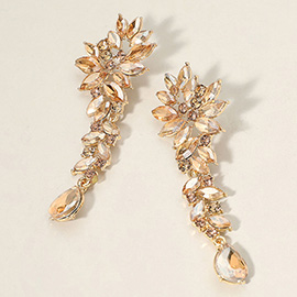 Marquise Stone Cluster Embellished Teardrop Dangle Dropdown Evening Earrings