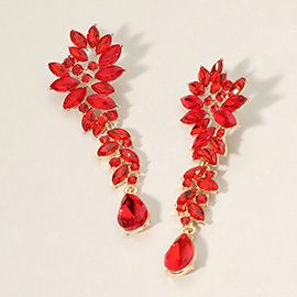 Marquise Stone Cluster Embellished Teardrop Dangle Dropdown Evening Earrings