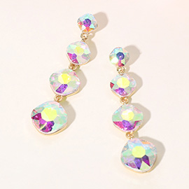 Round Stone Cluster Link Dropdown Evening Earrings