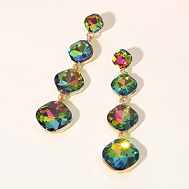 Round Stone Cluster Link Dropdown Evening Earrings