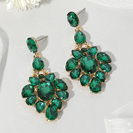 Oval Teardrop Stone Cluster Evening Earrings
