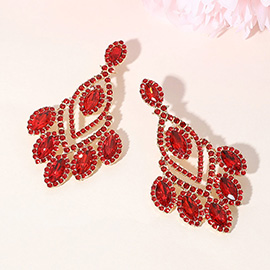 Marquise Stone Cluster Accented Chandelier Dangle Evening Earrings