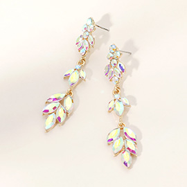Marquise Stone Cluster Embellished Link Dropdown Evening Earrings